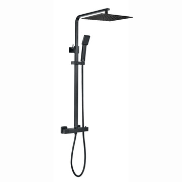 Enzo square thermostatic shower set two outlet with ultra slim 300mm shower head and handheld - matt black-Aman Plumbing & Heating Supplier Limited