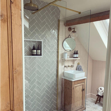 Windsor traditional thermostatic shower set single outlet incl. angled riser rail, rain shower head 200mm - antique brass-Aman Plumbing & Heating Supplier Limited
