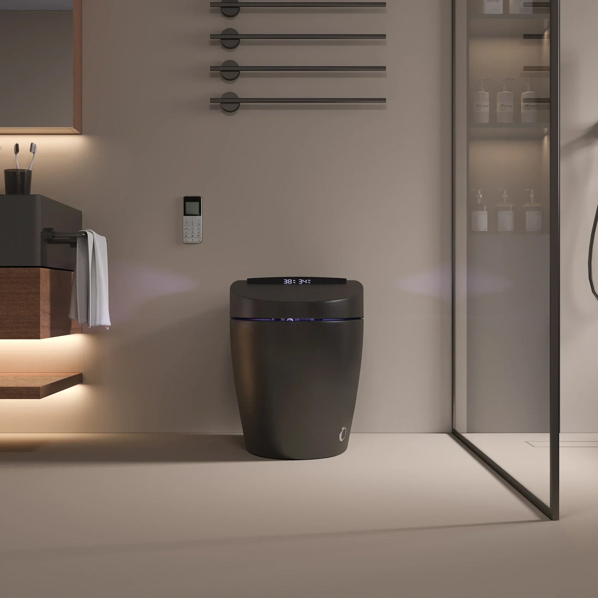 Black Kushiro Luxury High-Tech Japanese Style Smart Toilet & Bidet-Aman Plumbing &amp; Heating Supplier Limited