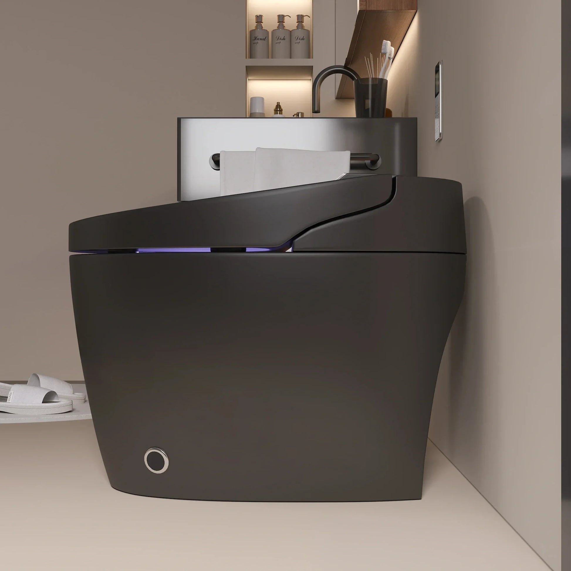 Black Kushiro Luxury High-Tech Japanese Style Smart Toilet & Bidet-Aman Plumbing &amp; Heating Supplier Limited