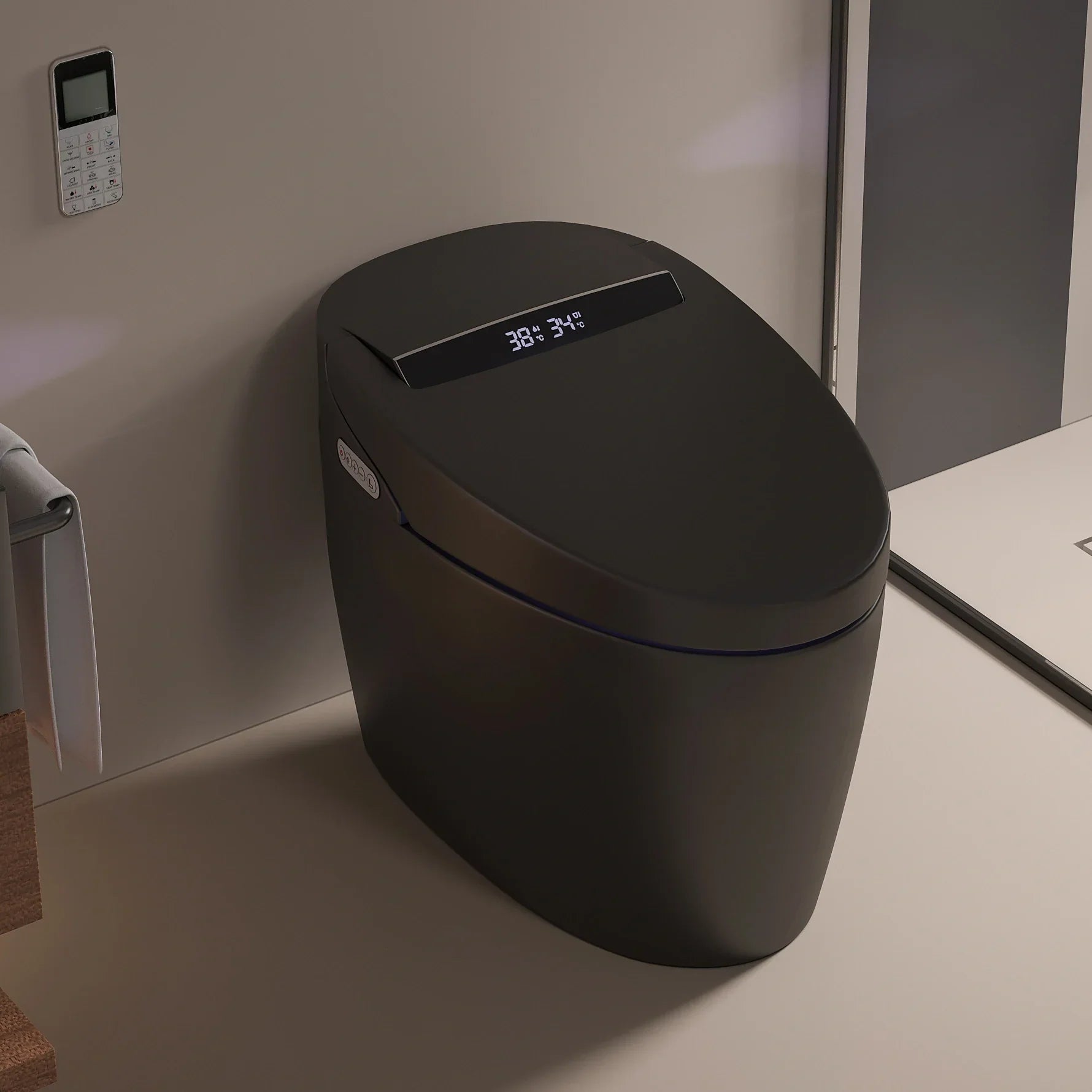 Black Kushiro Luxury High-Tech Japanese Style Smart Toilet & Bidet-Aman Plumbing &amp; Heating Supplier Limited