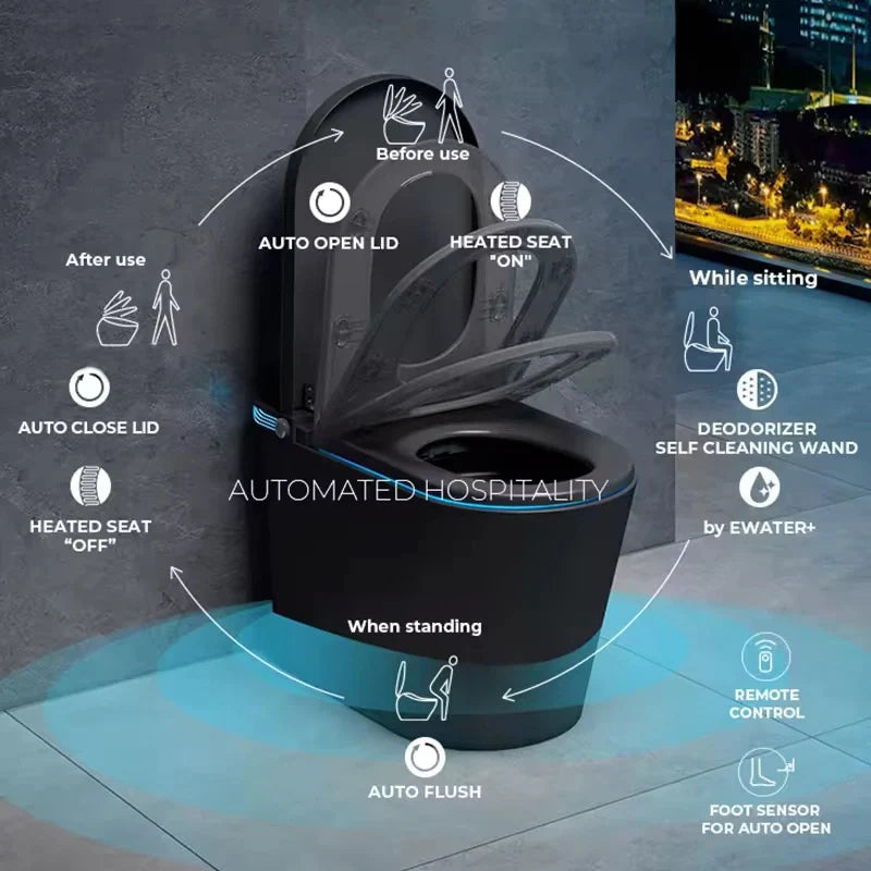 Black Shouko Modern High-Tech Japanese Style Smart Toilet & Bidet-Aman Plumbing &amp; Heating Supplier Limited