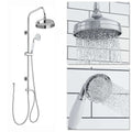 Carre Dual Rigid Riser Kit Traditional Solid Brass Overhead Rain Shower & Brass Handheld Shower - Chrome-Aman Plumbing & Heating Supplier Limited