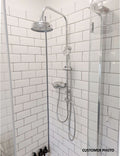 Carre Dual Rigid Riser Kit Traditional Solid Brass Overhead Rain Shower & Brass Handheld Shower - Chrome-Aman Plumbing & Heating Supplier Limited