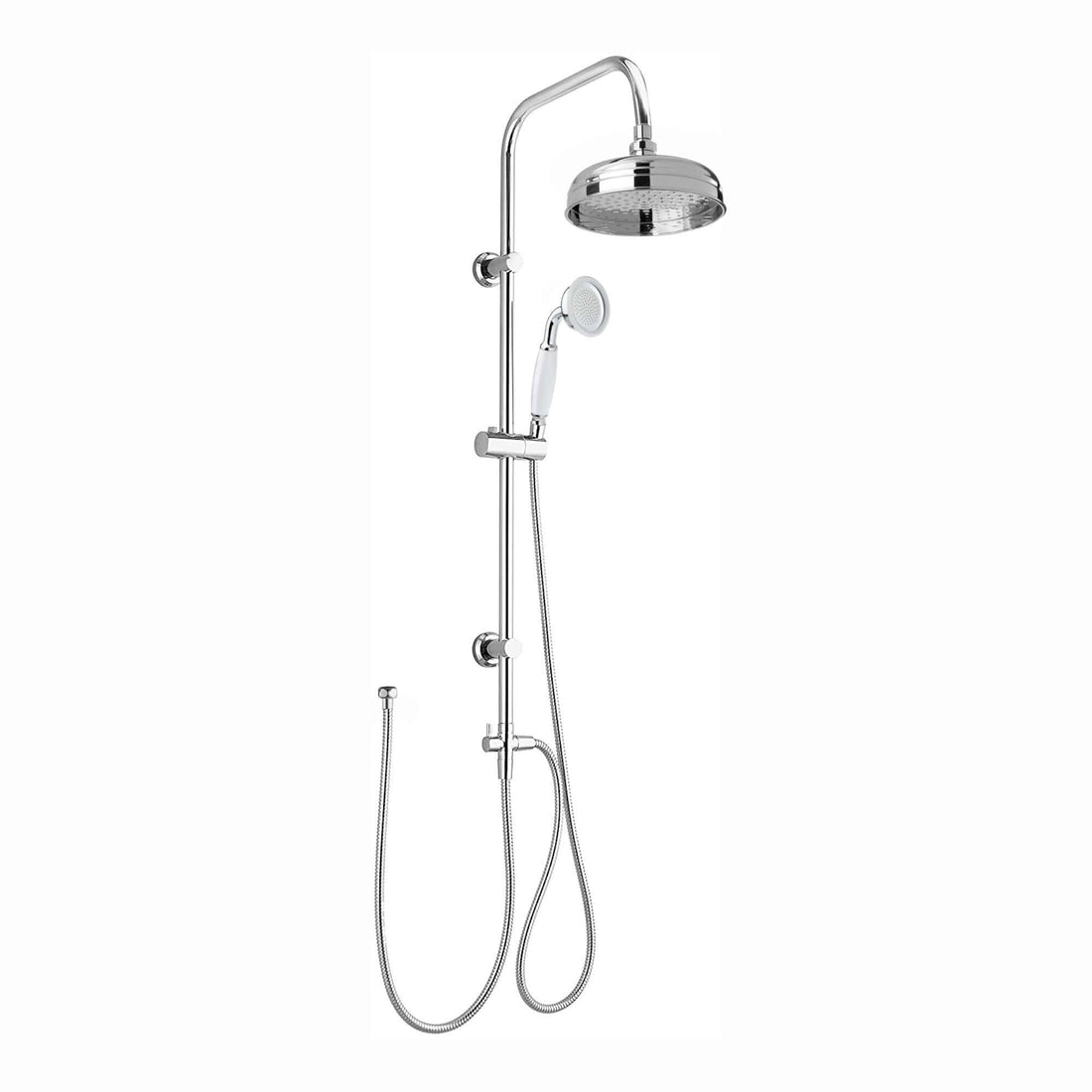 Carre Dual Rigid Riser Kit Traditional Solid Brass Overhead Rain Shower & Brass Handheld Shower - Chrome-Aman Plumbing &amp; Heating Supplier Limited