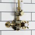 Downton Exposed Traditional Thermostatic Shower Set Single Outlet Incl. Twin Shower Valve, Rigid Riser Rail, 200mm Shower Head & Caddy - Antique Brass-Aman Plumbing & Heating Supplier Limited