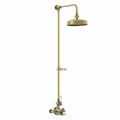 Downton Exposed Traditional Thermostatic Shower Set Single Outlet Incl. Twin Shower Valve, Rigid Riser Rail, 200mm Shower Head & Caddy - Antique Brass-Aman Plumbing & Heating Supplier Limited