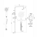 Dune dual shower riser kit adjustable height angled round easy clean head 200mm, 3 setting handshower - chrome-Aman Plumbing & Heating Supplier Limited