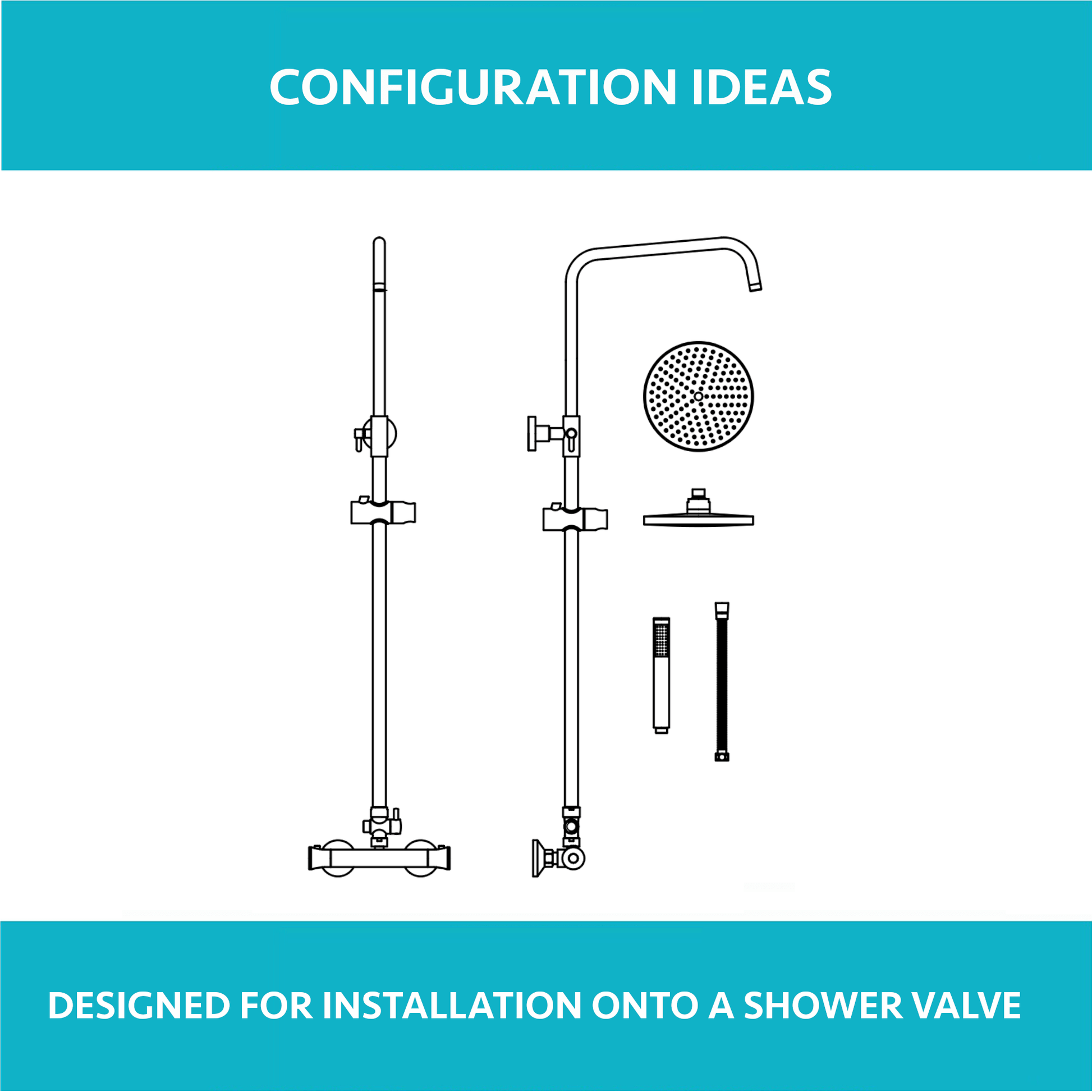 Dune shower adjustable rigid riser rail angled stainless steel - chrome-Aman Plumbing &amp; Heating Supplier Limited