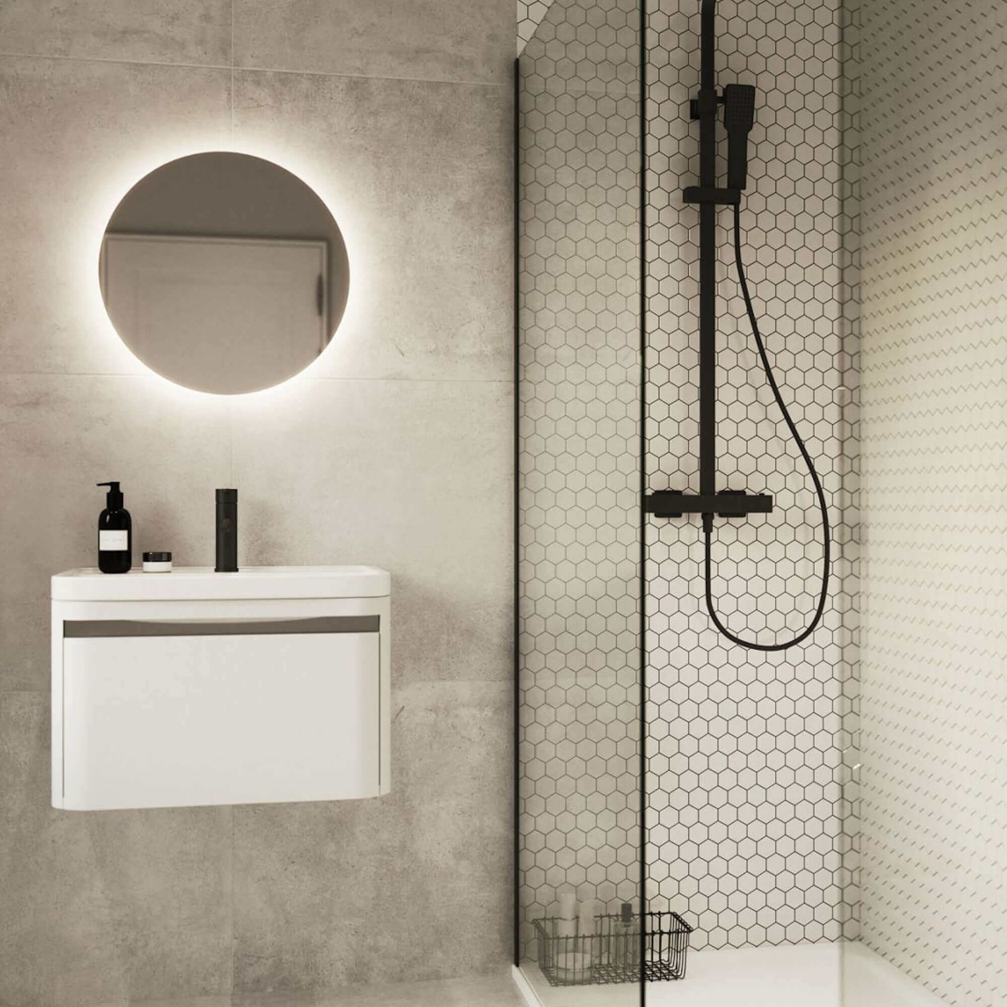 Enzo square thermostatic shower set two outlet with ultra slim 300mm shower head and handheld - matt black-Aman Plumbing &amp; Heating Supplier Limited