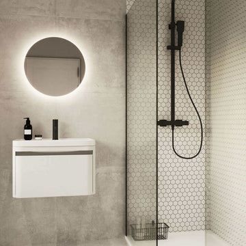 Enzo square thermostatic shower set two outlet with ultra slim 300mm shower head and handheld - matt black-Aman Plumbing &amp; Heating Supplier Limited