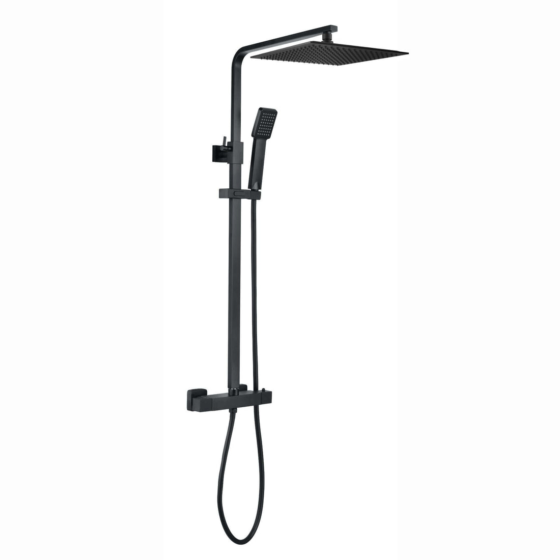 Enzo square thermostatic shower set two outlet with ultra slim 300mm shower head and handheld - matt black-Aman Plumbing &amp; Heating Supplier Limited
